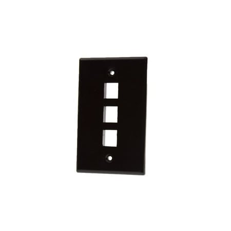 Cable Wholesale Keystone Wall Plate, Black, 3 Port, Single Gang 3012-02203